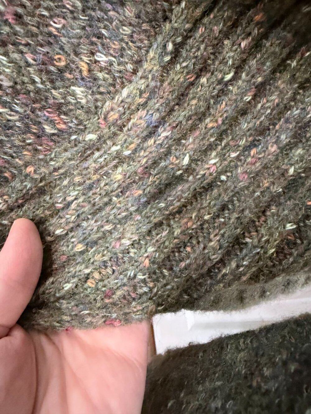 Charlie B XS Olive Donegal Fleck Wool Blend Cowl Turtleneck Sweater - Picture 7 of 13